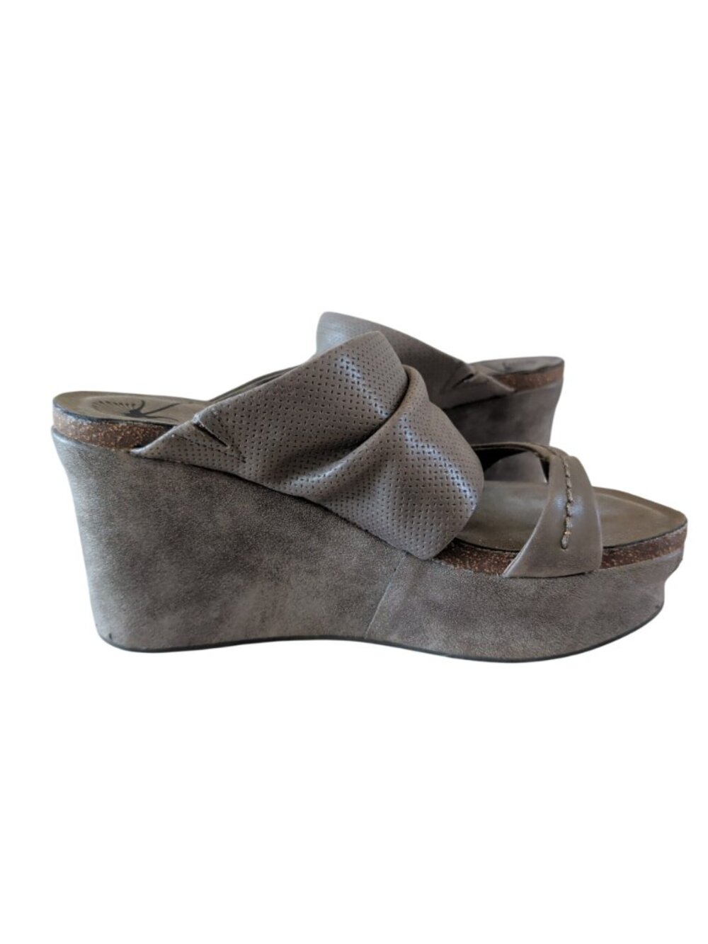 OTBT Balance Wedge Womens Sandals Size 7M Gray Taupe Platform Slip On Open Toe - Picture 6 of 16